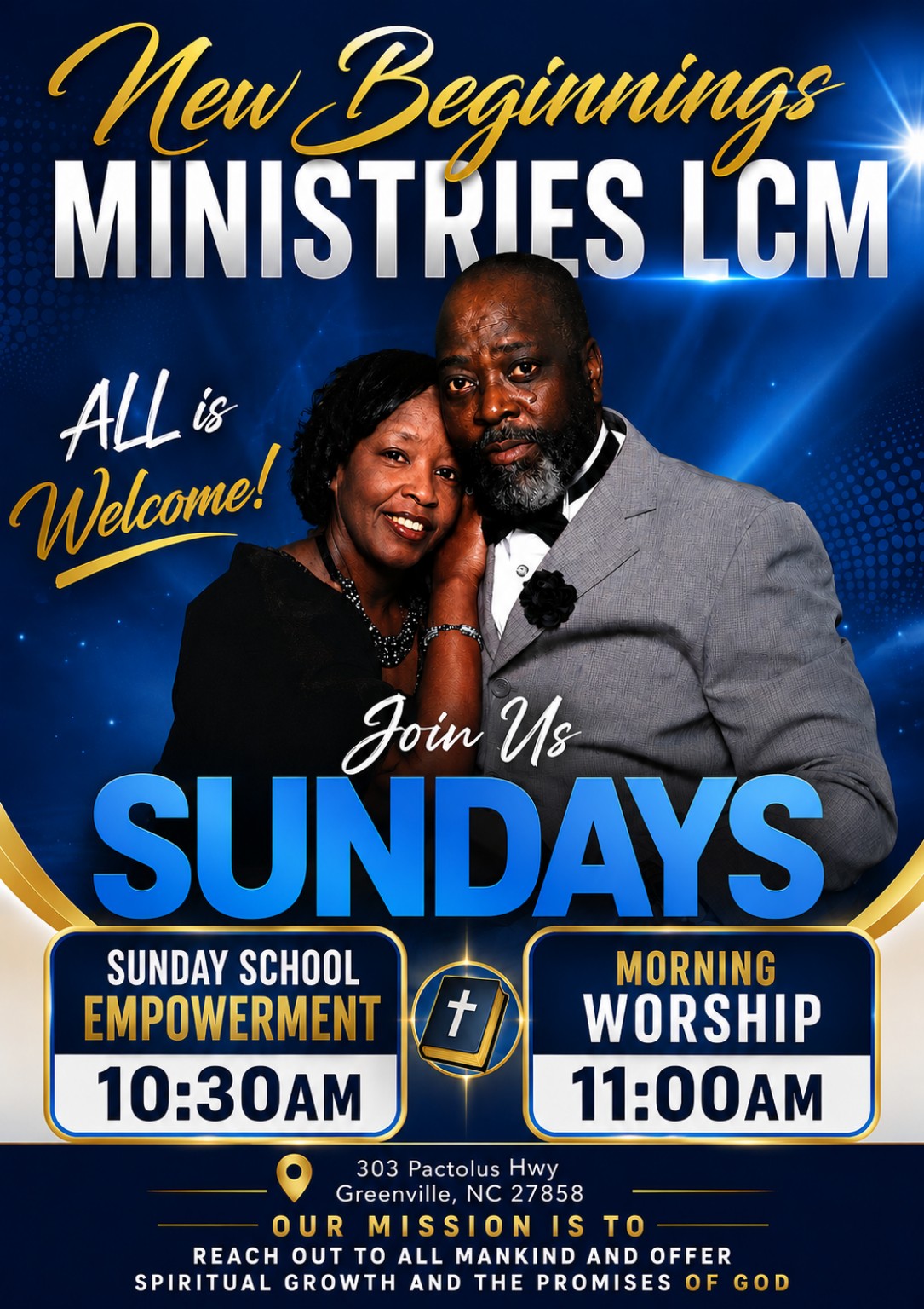New Beginnings Ministries Sunday worship invitation